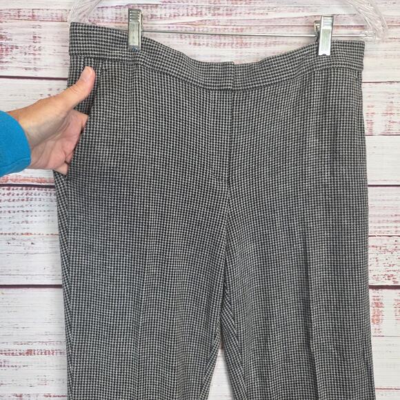 Theory Womens Houndstooth Pants 10 Black Gray Plaid Crop Trousers Academia Twee - Picture 4 of 10